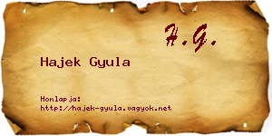 Hajek Gyula névjegykártya